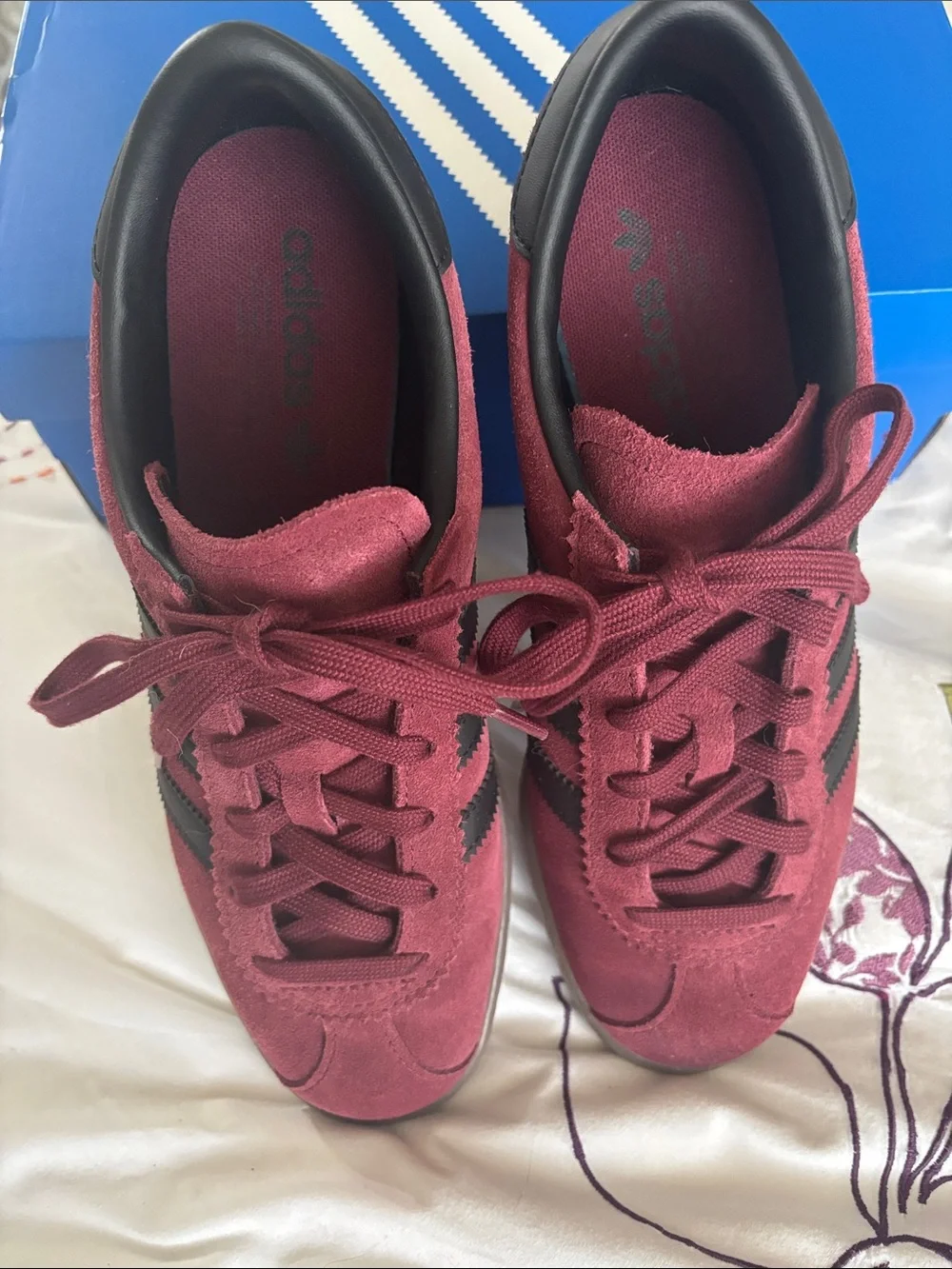 adidas Samba Suede Sneakers in Burgundy with Black Stripes